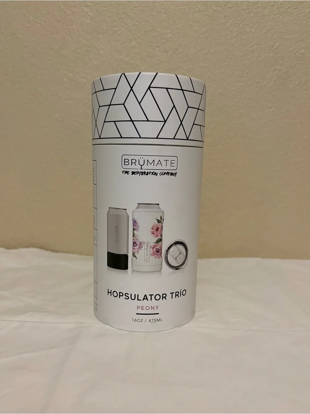 Brümate Hopsulator Trio Peony 16oz Insulated Stainless Can Cooler w/ Lid & Adapt